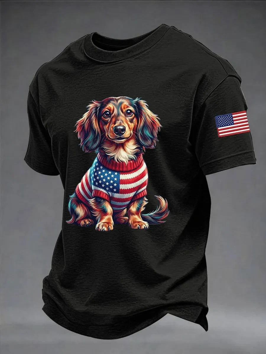 American Flag Dachshund Dog T-Shirt 4Th Of July Merch Independence Day Patriot Gift - Merchluma