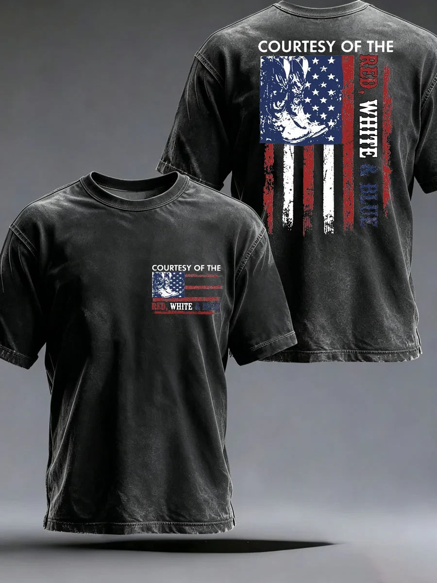 Courtesy Of The Red White Blue Flag T-Shirt 1776 2026 Freedom Merch Patriotic American Gift - Merchluma