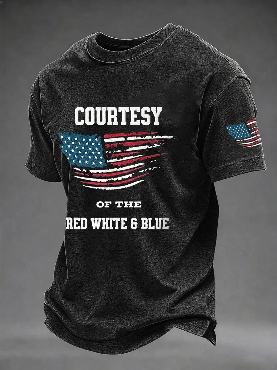 Courtesy Of The Red White Blue Flag T-Shirt 1776 2026 Freedom Merch America Independence Gift - Merchluma