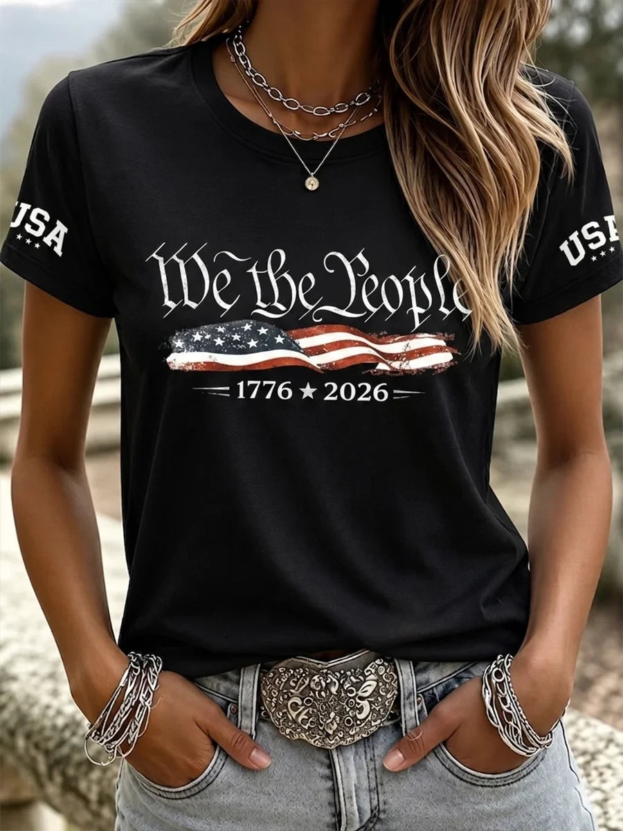 We The People 1776 T-Shirt America 250th Anniversary Merch Patriotic Gift For Her - Merchluma