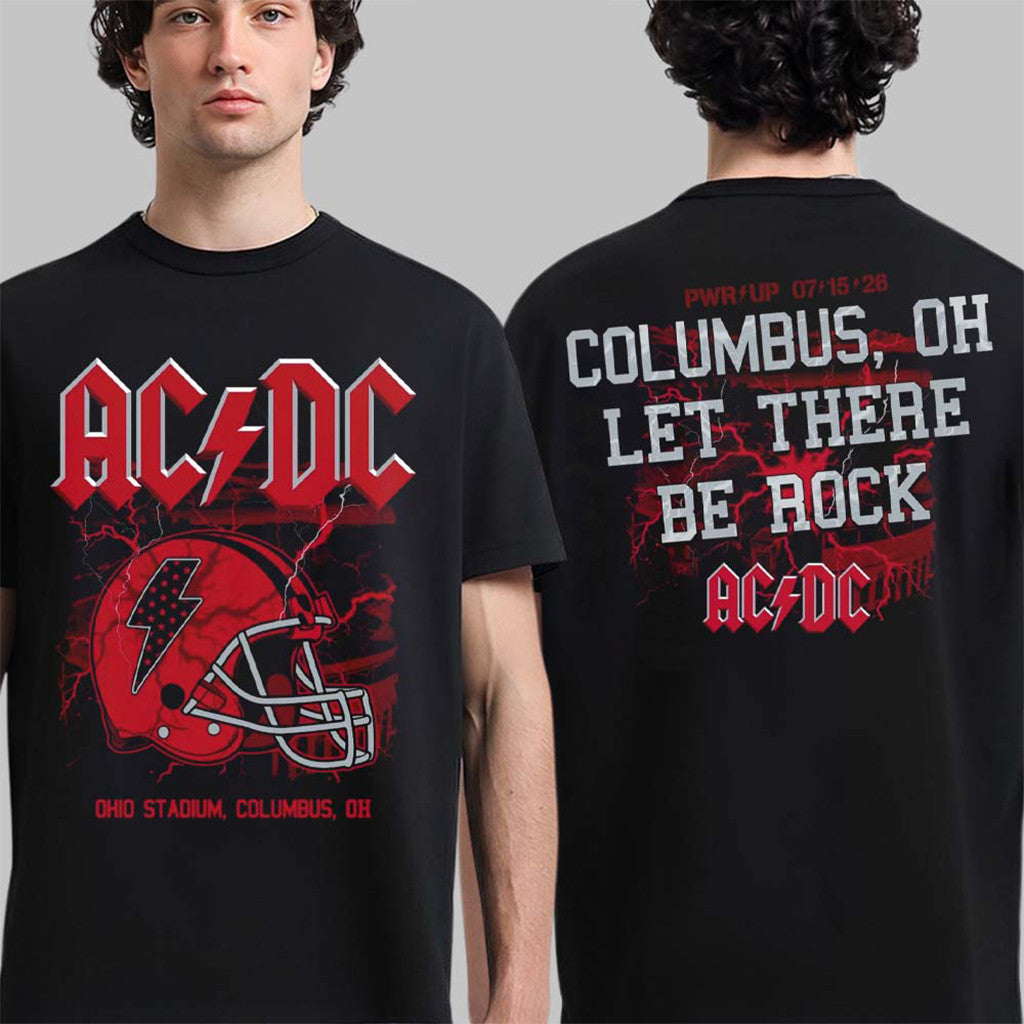 ACDC PWR Up Columbus Ohio 2026 Event T-Shirt Let There Be Rock Football Helmet Shirt ACDC Merch - Merchluma