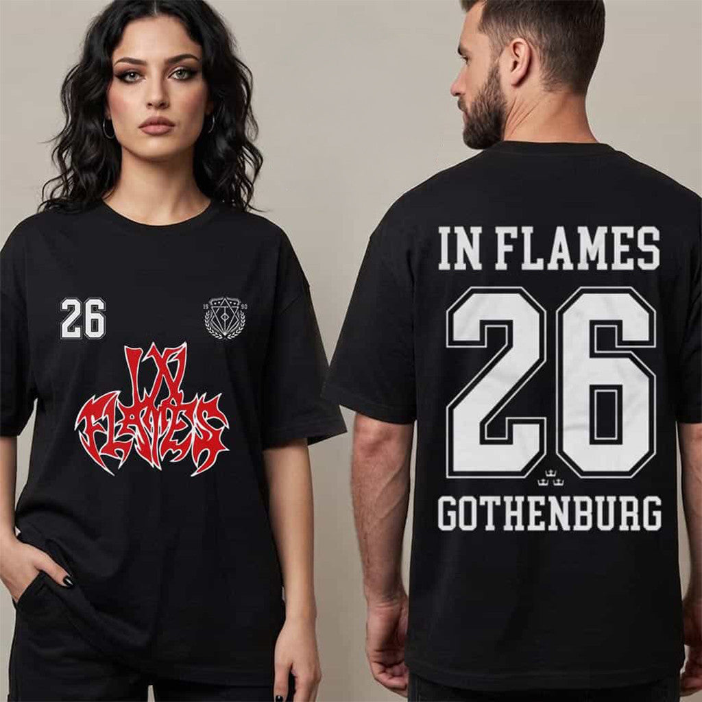 In Flames EU Summer Tour Collection 2026 Gothenburg T-Shirt Black In Flames Merch Fan Gifts - Merchluma