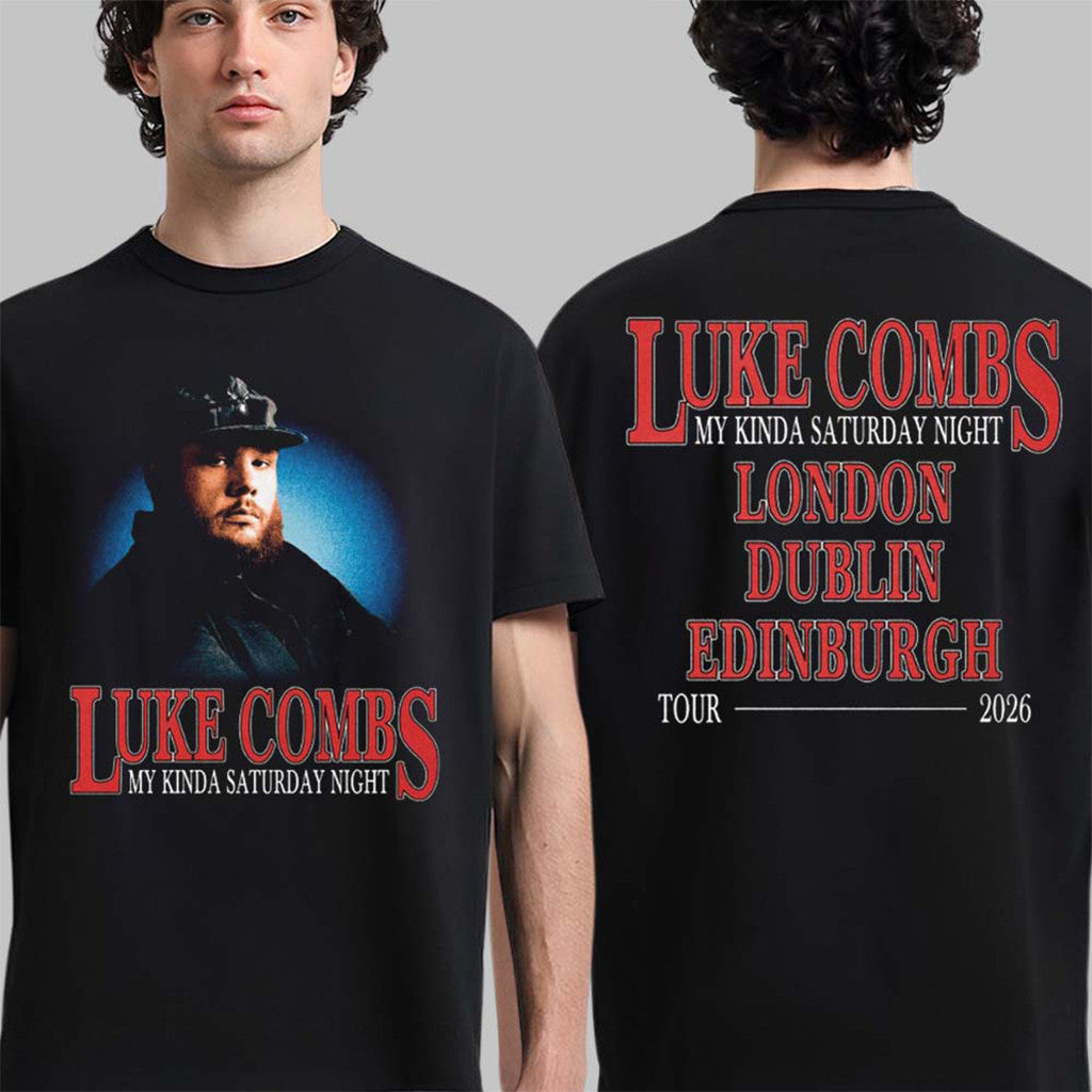 Luke Combs My Kinda Saturday Night Tour UK And EU Merch 2026 Portrait T-Shirt Luke Combs Merch - Merchluma