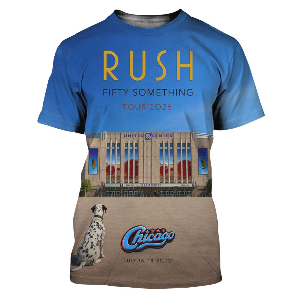 Rush Chicago IL 2026 Event Specific Litho Poster T-Shirt RUSH Fifty Something Tour Merch - Merchluma