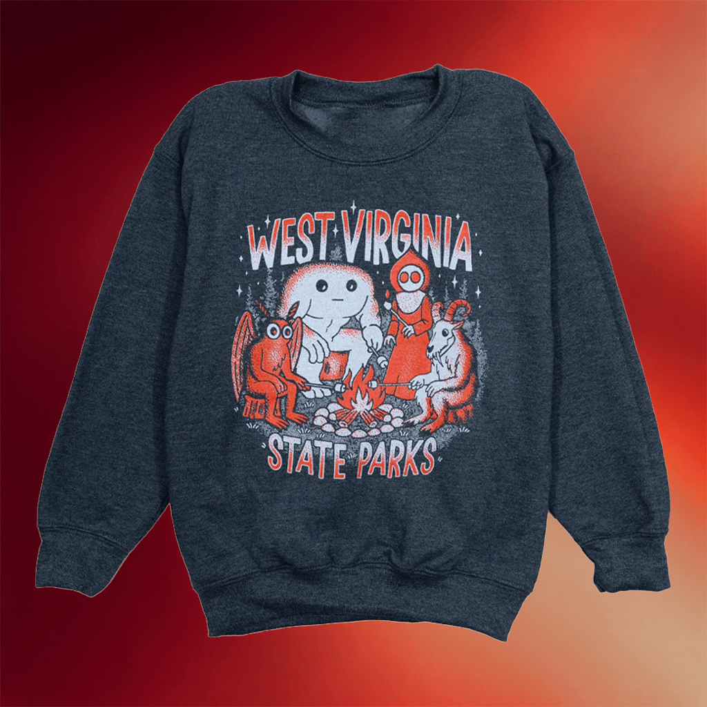 Kin Ship Goods Merch WV State Parks Cryptid Campfire Sweatshirt Good Gifts For Boyfriend - Merchluma