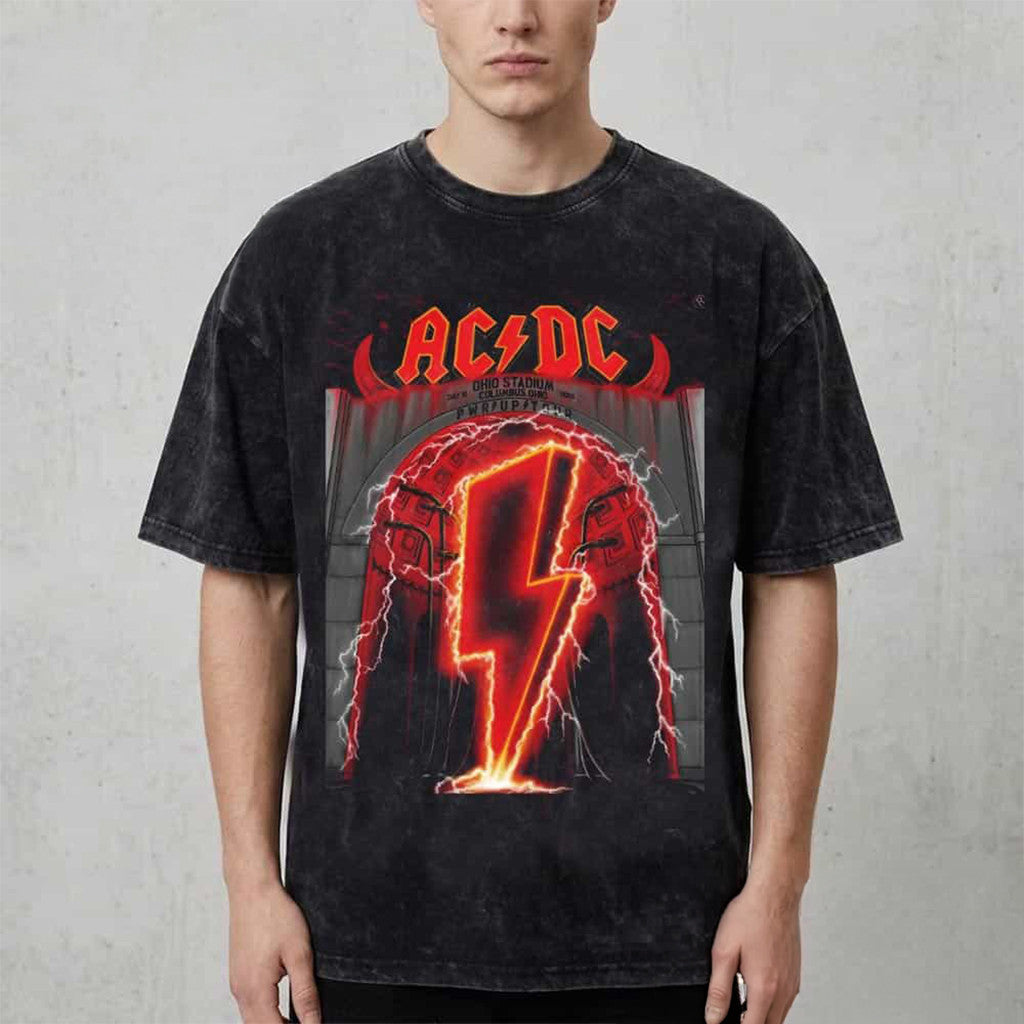 ACDC Columbus Ohio Pwr Up Tour 2026 Event Poster Washed T-Shirt ACDC Merch Concert Outfits - Merchluma
