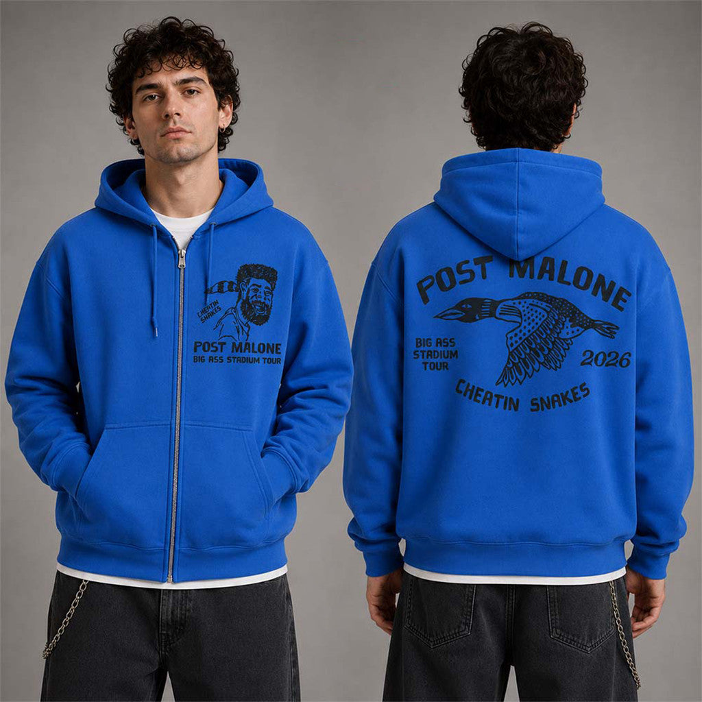 Post Malone X Cheatin Snakes 2026 Big Ass Stadium Tour Zip Hoodie Post Malone Concert Merch - Merchluma