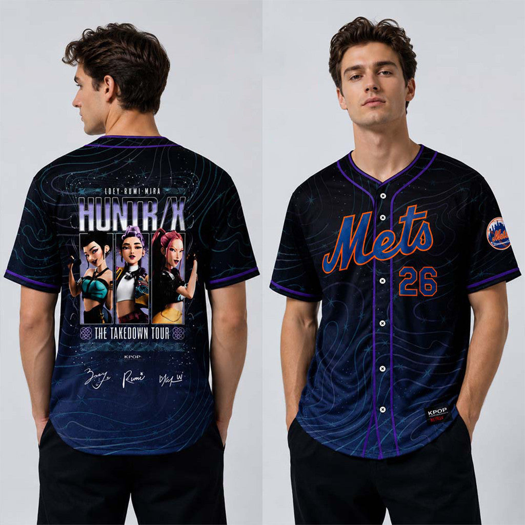 New York Mets X K-Pop Demon Hunters The Huntrix 2026 Baseball Jersey The Takedown Tour Merch - Merchluma