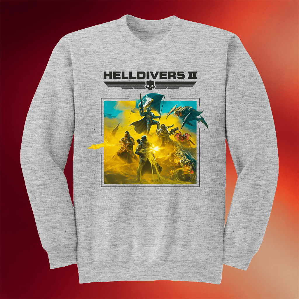 Helldivers 2 Merch Key Art and Logo Sweatshirt Helldivers Crewneck Gift Ideas For Him - Merchluma