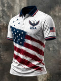 USA American Flag Polo Shirt Patriotic Eagle Merch Proud Patriotic Veteran Gift - Merchluma