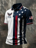 USA Patriotic Eagle Polo Shirt American Flag Stars Stripes Merch Proud Veteran Gift Ideas - Merchluma