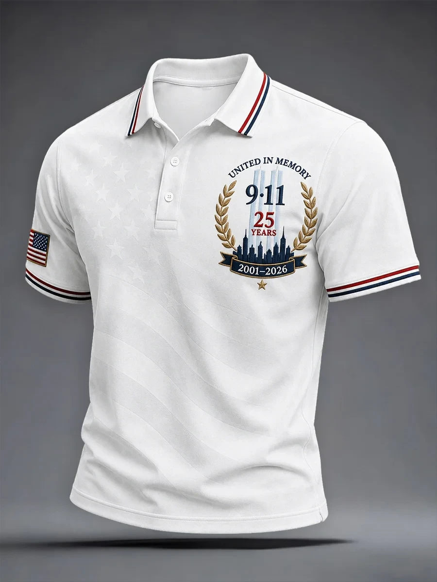 United In Memory 9-11 Polo Shirt 25 Years 2001-2026 Merch Proud Patriotic Veteran Gift - Merchluma