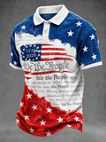 We The People American Flag Polo Shirt 4th Of July Merch Freedom Fighter Veteran Gift - Merchluma