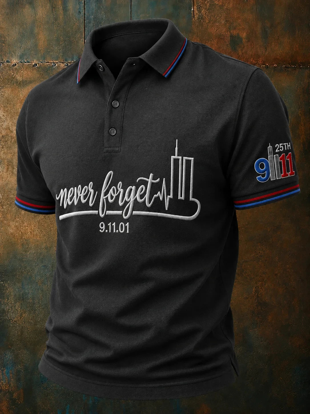 911 25th Anniversary Polo Shirt Twin Towers We Will Never Forget Merch Gifts For Men - Merchluma