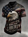 Born For Liberty Polo Shirt USA Tradition American Flag Eagle Merch Proud Patriotic Veteran Gift - Merchluma