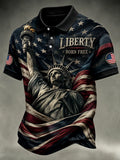 Liberty Born Free Polo Shirt Statue Of Liberty Merch Proud Patriotic Gift - Merchluma