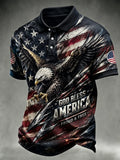 Independence Day Bald Eagle USA Flag Polo Shirt God Bless America Merch Present For Him - Merchluma