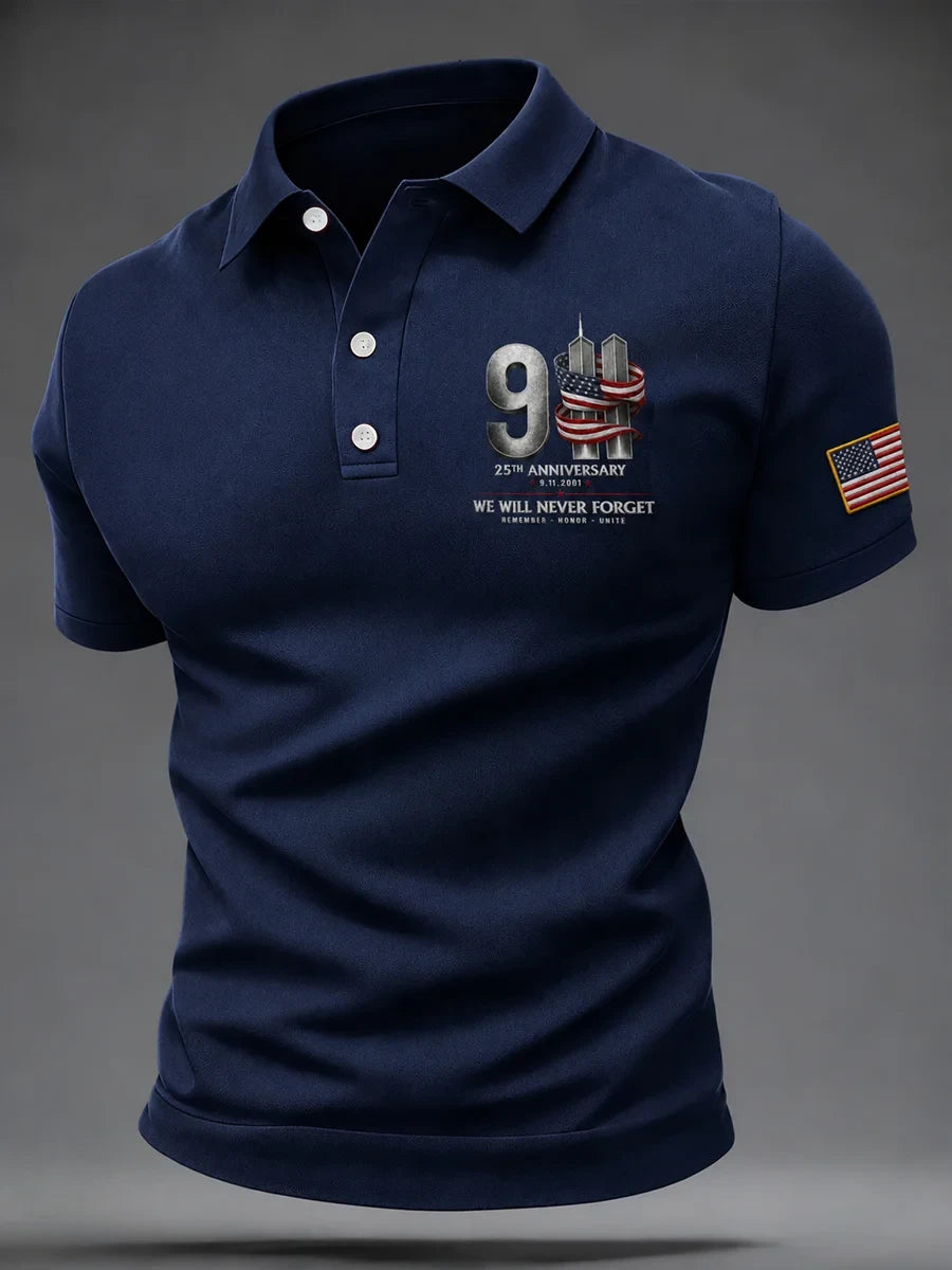 911 25th Anniversary Polo Shirt We Will Never Forget Merch Meaningful Gifts For Brother - Merchluma