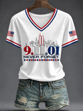 9-11 Never Forget V-Neck Shirt We Will Never Forget Merch September 11 Memorial Gift - Merchluma