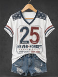 25 Never Forget Twin Towers V-Neck Shirt Patriot Day Merch September 11 Memorial Gift Ideas - Merchluma