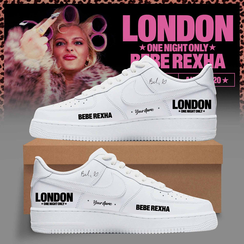 Personalized Bebe Rexha London Signature Shoes Sneakers White Bebe Rexha Merch 2026 Fan Gifts - Merchluma