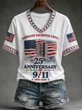 Courage Sacrifice Unity 911 Twin Towers V-Neck Shirt American 25th Anniversary Merch Memorial Gift - Merchluma