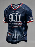 Never Forget 9-11 25th Anniversary V-Neck Shirt We Will Never Forget Merch Patriot Day Gift - Merchluma