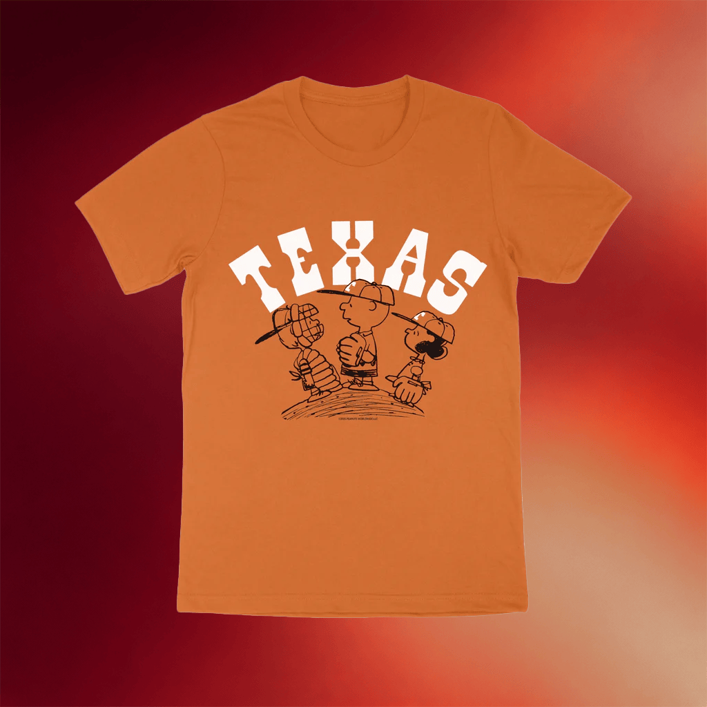 University Coop Merch Peanuts Texas Baseball Mound T-Shirt Best Gifts For Son - Merchluma