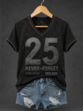 25 Never Forget V-Neck Shirt 343 Fireman Patriot Day Merch September 11 Gift Ideas - Merchluma