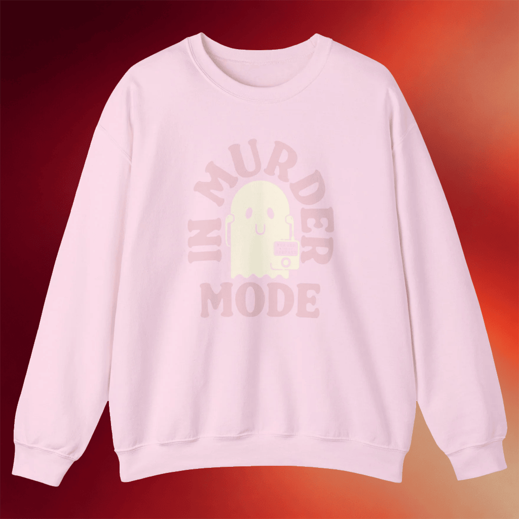 Murder With My Husband Merch Murder Mode Crewneck Pink MWMH Sweatshirt Gifts For Daughter - Merchluma