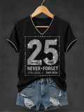 911 25 Never Forget 343 Fireman V-Neck Shirt Patriot Day Merch September 11 Memorial Present For Her - Merchluma