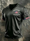 Freedom America American Flag V-Neck Shirt 1776- 2026 Patriotic Merch Proud Patriotic Gift - Merchluma