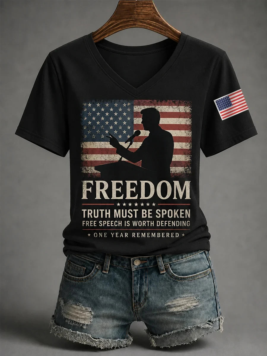 Freedom Truth Must Be Spoken V-Neck Shirt Free Speech Is Worth Defending Shirt Best Gifts - Merchluma