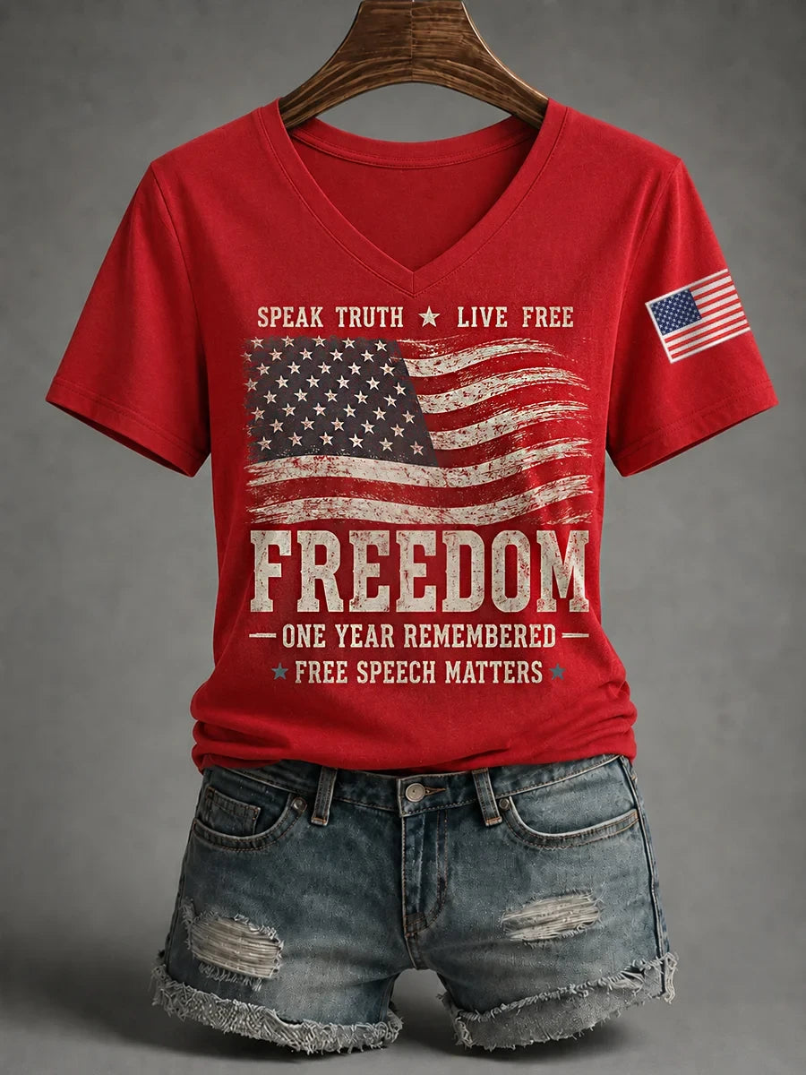 Speak Truth Live Free V-Neck Shirt Freedom Merch Free Speech Matters Gift - Merchluma