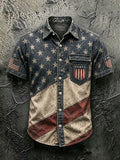 American Flag Grunge Hawaiian Shirt American Patriot Apparel Proud Patriotic Veteran Gift - Merchluma