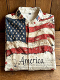 American Flag Vintage Hawaiian Shirt American Patriot Clothing Proud Patriotic Veteran Gift - Merchluma