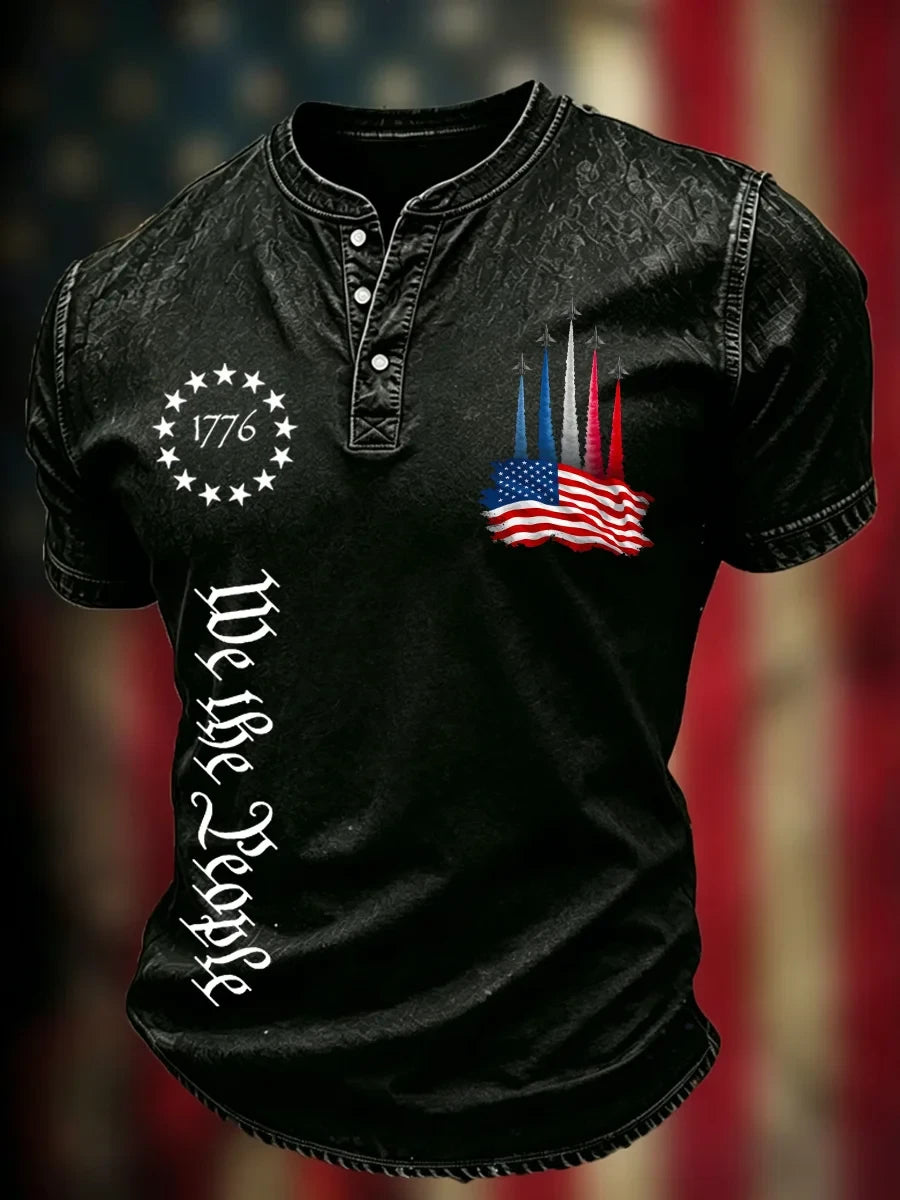 We The People Henley Shirt Fourth Of July Apparel Freedom Fighter Veteran Gift - Merchluma