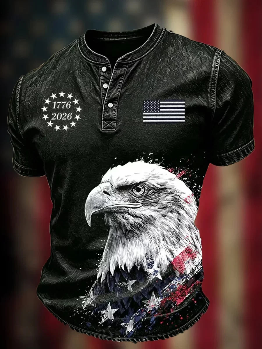 USA American Flag Henley Shirt 1776 Merch Proud Patriotic Veteran Gift Ideas - Merchluma