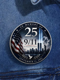 In Memory Of 25 Years 911 Button Pin Badge 343 Fireman We Will Never Forget Merch Gifts For Him - Merchluma
