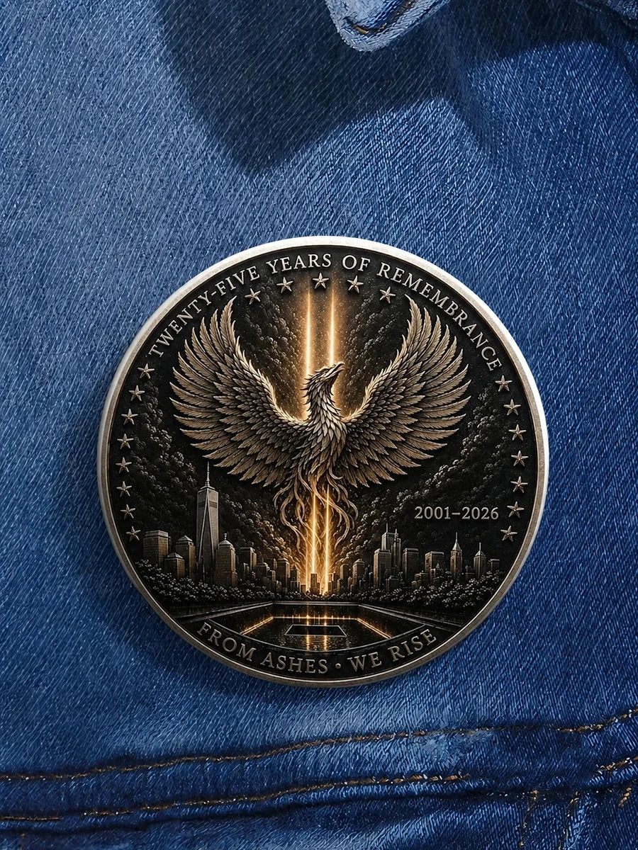 911 Twenty-Five Years Of Remembrance Button Pin Badge From Ashes We Rise Merch Patriot Day Gift - Merchluma