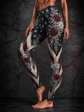 American Flag Stars Leggings 4th Of July Merch Proud Patriotic Gift For Mom - Merchluma