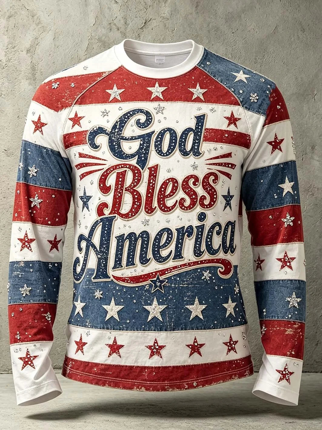 God Bless America Long Sleeve Shirt American Flag Merch Independence Day Gift - Merchluma