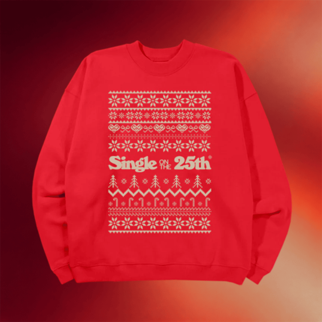 Lauren Spencer Smith Merch Single On The 25Th Red Crewneck Christmas Themed Sweatshirt Gifts - Merchluma