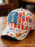 American Flag Floral Flower Baseball Cap 4th Of July Merch Independence Day Patriotic Gift - Merchluma