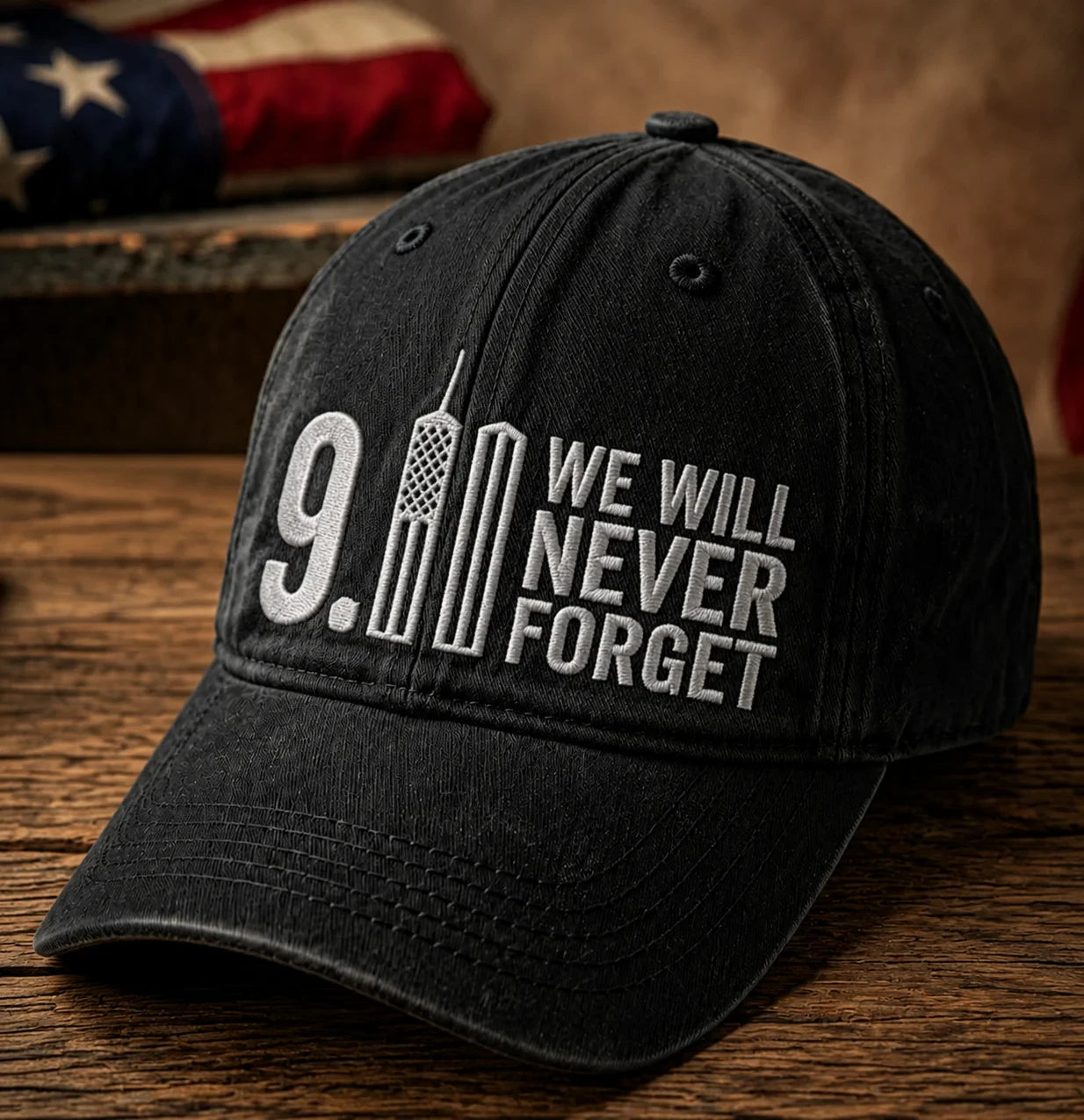 Never Forget 9-11 Twin Towers Baseball Cap We Will Never Forget Merch Patriot Gift - Merchluma