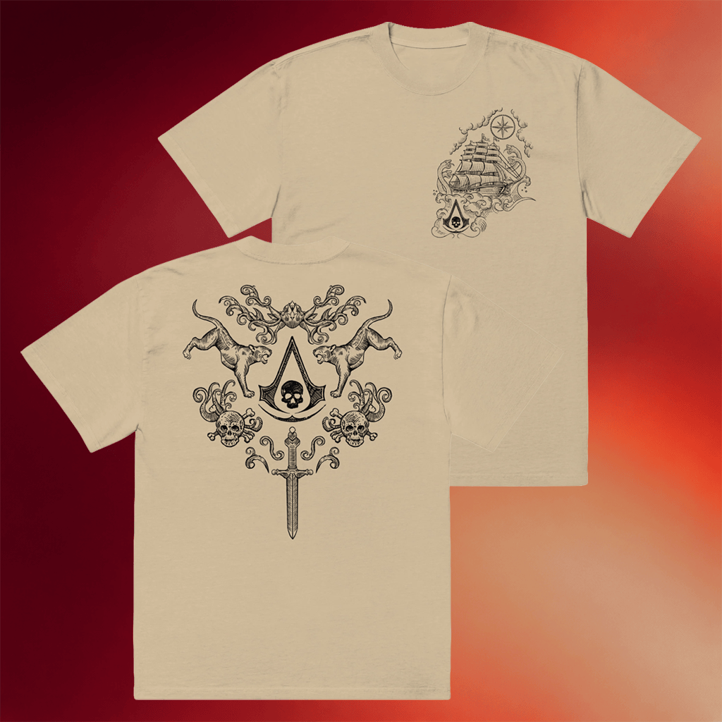 Ubisoft Gear Merch 2026 Assassin's Creed Black Flag Resynced T-Shirt Tattoo Apparel Gifts - Merchluma