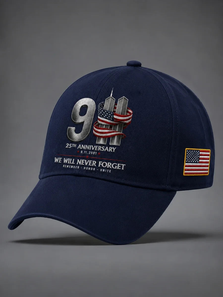 25th Anniversary Baseball Cap We Will Never Forget Merch Patriot Day Gift - Merchluma