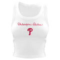 Philadelphia Phillies Merch 2026 Phillies Tiny Turnip Script Logo Crop Tank Top White Women's - Merchluma