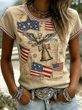 America 1776 T-Shirt Flag Eagle Independence Day Merch Patriotic Gifts For Her - Merchluma