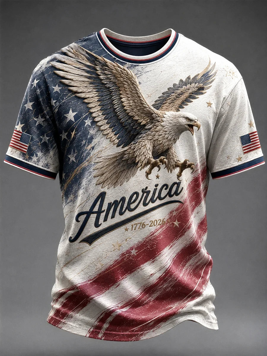 America 1776 T-Shirt Flag Eagle Independence Day Merch Proud Patriotic Gift - Merchluma
